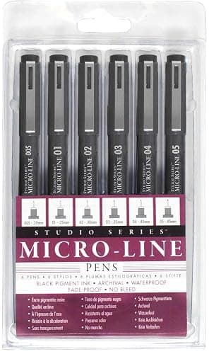 PETER PAUPER PRESS Studio Series Micro-Line Pigment Ink Pen Set (Set of 6) - Image 1