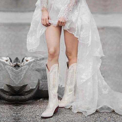Ouepiano Cowboy Boots for Women Knee High Cowgirl Boots with Classic Embroidered Slip On Pointed Toe Chunky Heel Pull On Fashion Retro Tall Boot thumbnail 2