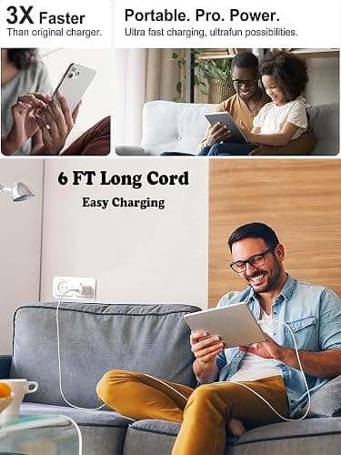 iPhone Charger Fast Charging,iPhone Fast Charger 2Pack Type C Fast Charger Block Plug Adapter 6FT USB-C to Lightning Cable Cord for iPhone14/13/13 Pro/12 Pro/12 Pro Max/11/Xs Max/XR/X/SE,iPad,AirPods thumbnail 4