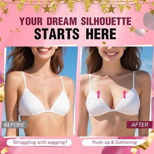 Dandelion Pact Double Sided Sticky Bra Inserts, Invisible Push Up Sticky Bra Pads for Large Breasts, Stick on Bra for Bikini Swimsuits (Medium, Beige) thumbnail 3