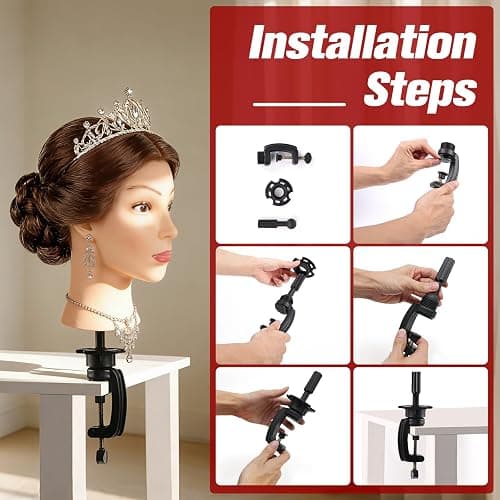 100% Mannequin Head Human Hair,22" Dark Brown Real Hair Cosmetology Mannequin Manikin Head Hair Styling Hairdressing Practice Training Doll Head with Clamp Holder and Tools thumbnail 9