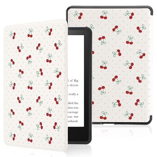 Cute Cherry Red Bow Case for 6" Kindle (11th Gen,2024&2022) with Hand Strap,Compatible with MagSafe for Wireless Charging,Sleep/Wake,Soft Silm Fit Leather Cover for Kindle - Image 1