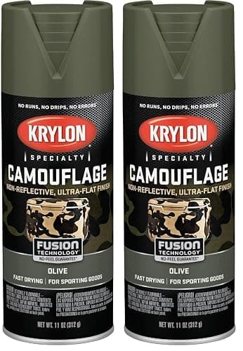 Krylon Camouflage Paint, Ultra Flat, Olive, 11 oz. (Pack of 2) - Image 1