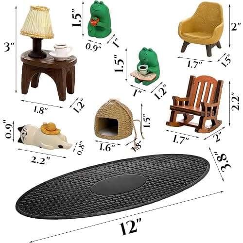 Noamus 8 Pieces Miniature Frog Figurines, Adorable Resin Collectibles Set, Cute Frog Statue Sculpture, Funny Desk Accessories for Garden Bedroom Office Decor, Plant Shelf thumbnail 3