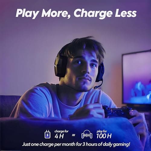 NUBWO Wireless Gaming Headset with Mic for Ps5 Ps4 PC, Zero Interference, 100-Hour Battery All-Day Play, 23ms Sync​ for Gamers, Triple Mode All Devices Compatible - Gray thumbnail 6