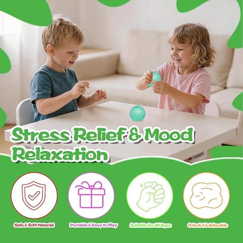 Textured Squishy Stress Ball 6cm/2.36in for Kids Ages 3+ & Adults, Sensory Squeeze Toy, Birthday Party Favor, Easter Basket Stuffer & Goodie Bag Filler(Green) thumbnail 5