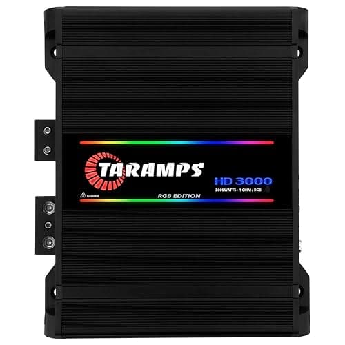Taramps HD 3000 1 Ohm Black RGB 1 Channel Amplifier 3000 Watts RMS Digital, 108 RGB Effects, Crossover, Low/High Pass, Bass Boost, Car Audio System, Monoblock Full Range, LED Monitor Indicator, HD 3k - Image 1
