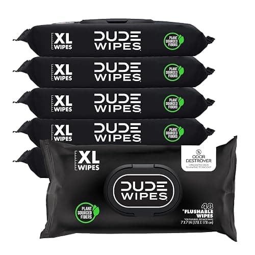 DUDE Wipes Odor Destroyer Flushable Wipes - Extra-Large Adult Wet Wipes - 6 Pack (288 Count) - Deodorizing, Lightly Scented, Controls Odor for up to 24 Hours - Septic and Sewer Safe - Image 1