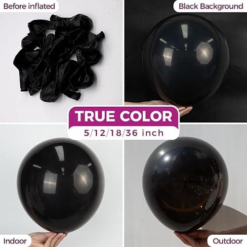 Bezente Black Balloons Latex Party Balloons - 100 Pack 12 inch Round Helium Balloons for Birthday Graduation Casino Gaming Anniversary Black History Month Themed Party Decorations 2026 thumbnail 2