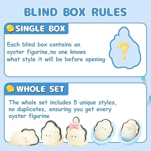 BUKURONEKO Oyster Blind Box, Kawaii Blind Box Figure(1 Pack), Original Japanese Design Collectible Toy, Pupupu Series Mystery Box for Home Decor, Birthday Gifts, Single Box thumbnail 5