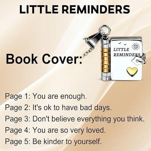 Little Reminders Book Necklace Back to School Supplies for Girls Daughter | College Essentials for Girls, Stocking Stuffers Birthday Gift for Women Girls Granddaughter Sister, Adjustable Book Necklace thumbnail 2