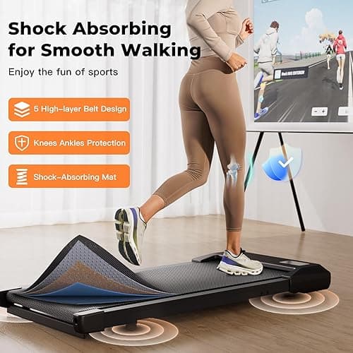 SupeRun Walking Pad, Under Desk Treadmill, 3 in 1 Portable Treadmill with Remote Control LED Display, 2.5 HP Quiet Walking Jogging Machine for Office Home Use, 250 Lbs Capacity - 10-Black thumbnail 4