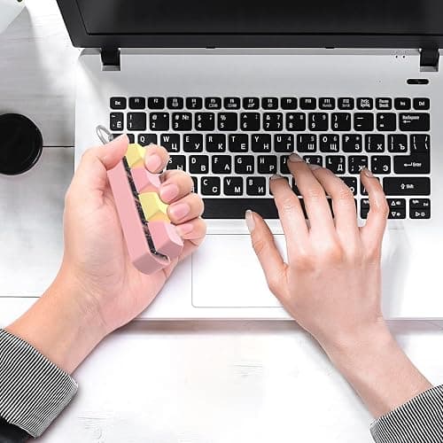 Keyboard Fidget, Keyboard Fidget Toy, 4 Button Fidget Keyboard Keychain Without Lights, Stress Relief Keyboard Clicker Fidget Decompression Gift for Adults Boys Girls (E) thumbnail 2