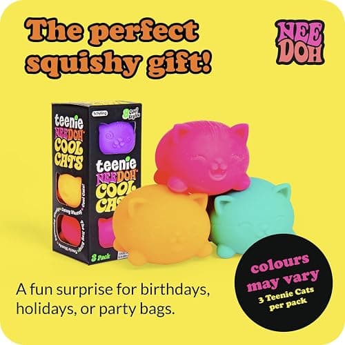 Schylling NeeDoh Teenie Cool Cat - Sensory Squeeze Toy - Contains 3 Mini Groovy Globs - 1.5" Wide - Color May Vary (Pack of 1) thumbnail 5