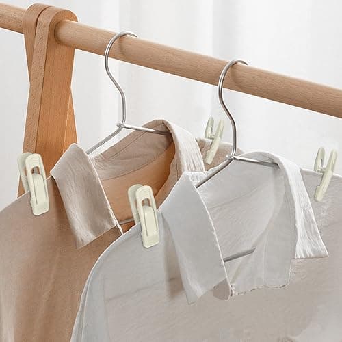 Corodo 20 Stück Samt Kleiderbügel Clips Set, Kleidung Pins Starker Fingergriff Flocked, Kleiderbügel Klammern Beige, perfekt für die Verwendung mit schmalen Samt-Kleiderbügeln - Beige thumbnail 7