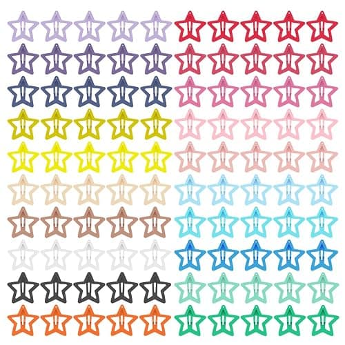 KUBOM 100 Pcs Star Hair Clips Non-slip Toddlers Colorful Cute Mixed Color Metal Hair Barrettes Hair Accessories for Women Girls - Image 1