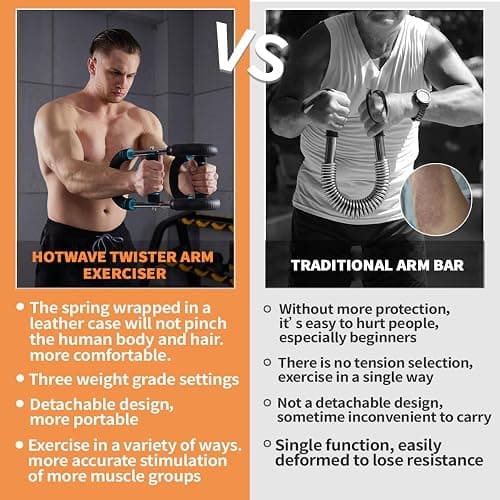 HOTWAVE Twister Arm Exerciser,Adjustable Spring Workout Bar, Forearm Triceps Chest Enhanced Exercise Strengthener,Portable Home Fitness Equipment thumbnail 3