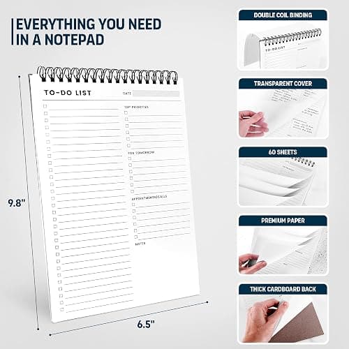 Of a Happy Kind To Do List Notepad: With Multiple Functional Sections - 6.5 x 9.8 60 Sheets - Spiral Daily Planner Notebook - Task CheckList Organizer Agenda Pad for Work - Note and Todo Organization thumbnail 2