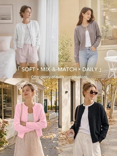 Trendy Queen Cropped Cardigan Sweaters for Women Fall Fashion Clothes 2026 | Lightweight Knit Button-Down, Versatile Layering Piece for Fall, Spring & Office Wear thumbnail 6
