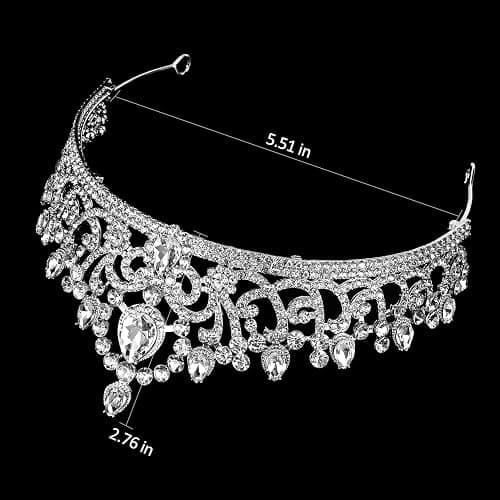 Atoden Silver Crown Tiara Crystal Queen Crown Princess Tiara Rhinestone Headband Headpieces for Women Girls Wedding Hair Accessories for Brides Bridal Prom Birthday Party Pageant Halloween Cosplay thumbnail 5