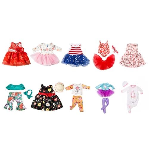 ZQDOLL 19 pcs American Doll Clothes Gift for 18 inch Doll Clothes and Accessories, Including 10 Complete Sets of Clothing thumbnail 2