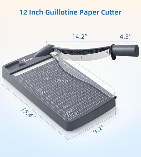 Firbon 12" Guillotine Paper Cutter, Heavy Duty 12-Sheet Capacity Trimmer for Cardstock, Photos, Scrapbooking, Office, Classroom, Studio (Gray) thumbnail 2