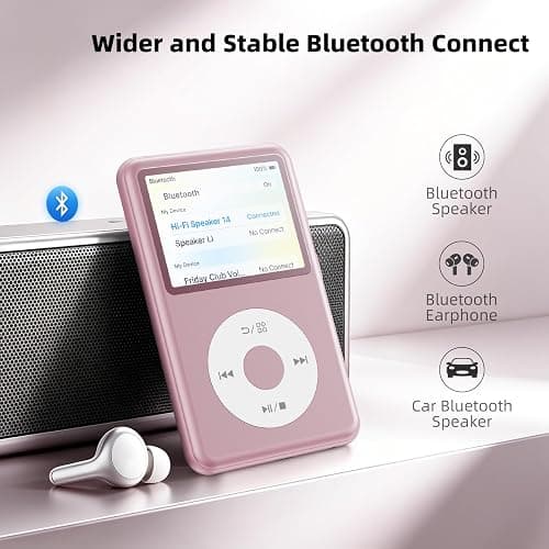 Innioasis 64GB Mp3 Player with Bluetooth, Lossless DSD DAC FLAC Support, Y2 Classic Dedicated Music Player with Playlists, Nostalgia Design, Supports up to 2TB Pink thumbnail 7