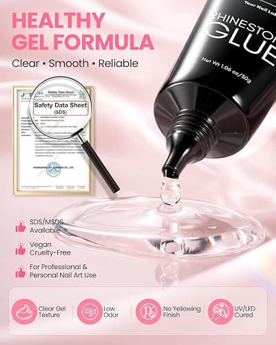 Makartt Rhinestone Glue for Nails: Super Strong 3D Gel for Nail Charms 30g | 30-Day Hold. Crystal Clear, Non-Yellowing Medium-Viscosity UV Cured Gel for 1–6mm Rhinestone, Gem & Charm. DIY, Salon & Gift. thumbnail 8