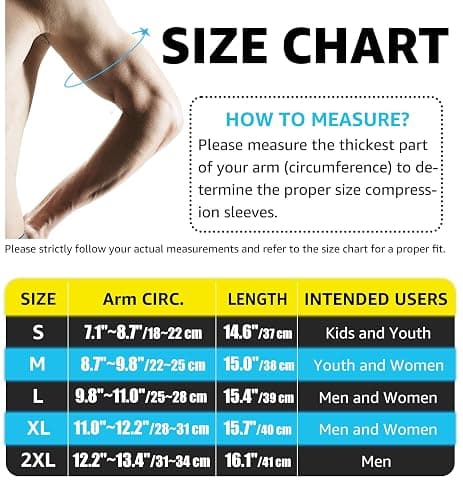 HiRui Arm Compression Sleeves for Men Women Youth, UV Protection 20-30mmHG Support Tattoo Cover, Breathable Moisture-Wicking thumbnail 6