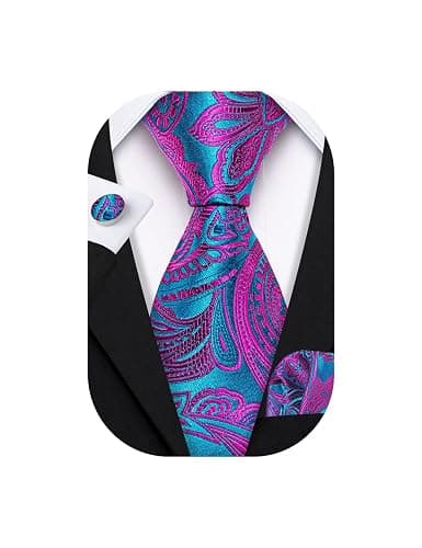 Barry.Wang Men Ties Paisley Woven Silk Necktie Set with Pocket Suqare Cufflinks Formal thumbnail 8