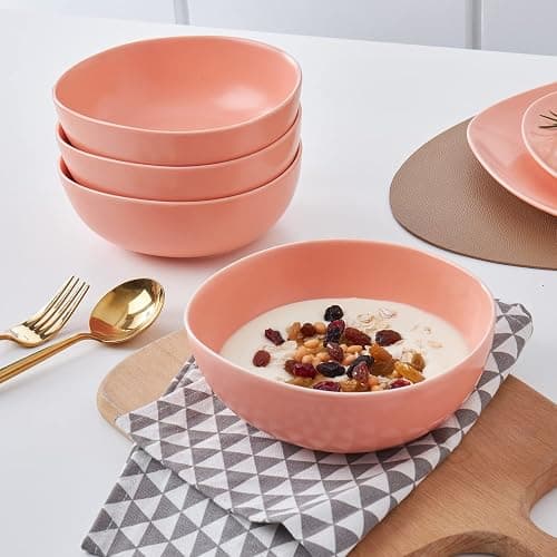 Stone Lain Delilah 6-inch Bowl 6-Piece Dish Set, Porcelain, Peach thumbnail 2