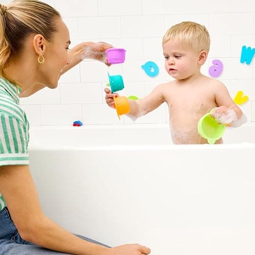 Munchkin Connect-A-Cup Bath Toy, Stacking and Straining Cups for Baby and Toddler thumbnail 5