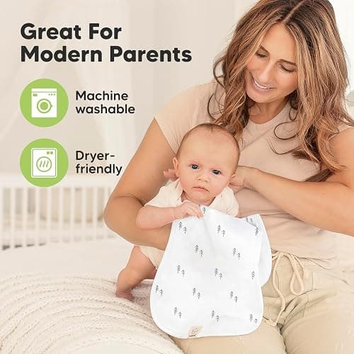 Organic Burp Cloths Baby Boy & Girl - 5-Pack Super Absorbent Cotton Burping Cloths for Babies, Soft & Plush Newborn Spit Up Rags, Infant Towels for Milk Spit Up, Unisex, Large 53cm x 25cm (Nordic) thumbnail 7