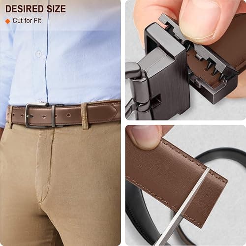 BULLIANT Men's Belt,Reversible Belt Adjustable For Gift Men 1.25”-Cut For Fit-2 Sides in 1 Belt(Not 2) thumbnail 7