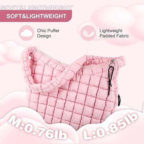 Quilted Puffer Tote Bag Purse Puffy Crossbody Shoulder Bag,Lightweight Nylon Hobo Bag Puffer Carryall Bag for Women Girl thumbnail 5