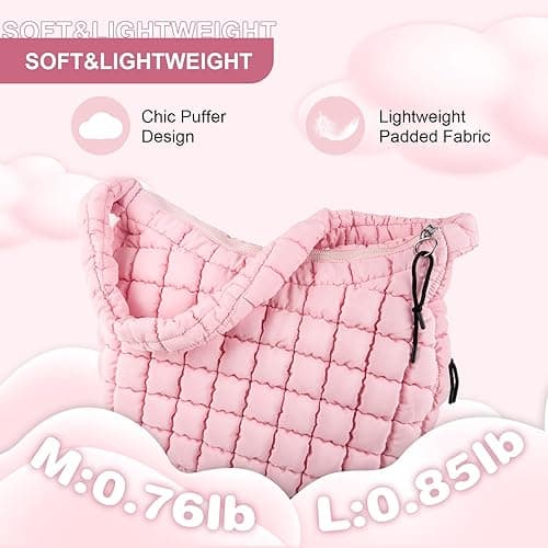 Quilted Puffer Tote Bag Purse Puffy Crossbody Shoulder Bag,Lightweight Nylon Hobo Bag Puffer Carryall Bag for Women Girl thumbnail 6