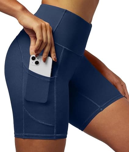 IUGA Biker Shorts Women 6" Tummy Control Workout Shorts Women with Pockets High Waisted Yoga Running Gym Spandex Compression - Image 1