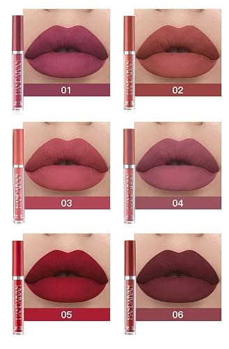 6Pcs Matte Liquid Lipstick Makeup Set, Matte liquid Long-Lasting Wear Non-Stick Cup Not Fade Waterproof Lip Gloss (Set A) thumbnail 2