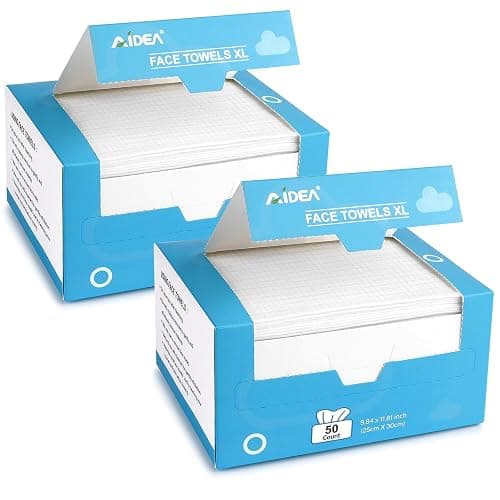 AIDEA XL Face Towels Disposable-100Ct (2 Box), Clean Facial Cloths, Facial Cleansing Wipes for Sensitive Skin, Face Towelettes for Makeup Removing, Nursing, Travel, Dry Wipes 9.84"×11.81" - Image 1