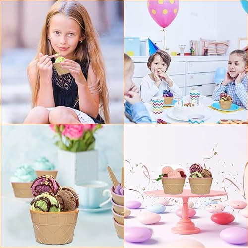 Hbaushun 26 Pack Plastic Ice Cream Bowls with Spoons,Reusable Plastic ice Cream Cups,Cartoon Candy Colorice Cream Bowls Set for Sundae Frozen Yogurt Summer Holiday Parties thumbnail 4