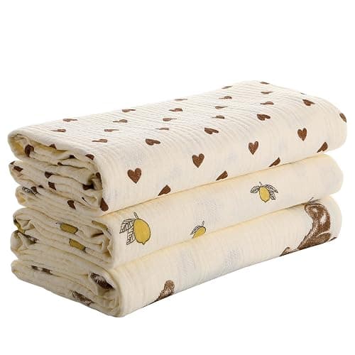 3 Pcs Large Muslin Swaddle Blankets Shower Gifts For New Moms - Image 1