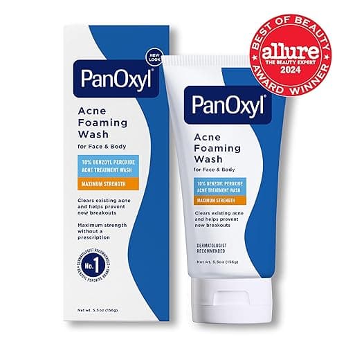 PanOxyl Acne Foaming Wash Benzoyl Peroxide 10% Maximum Strength Antimicrobial, 5.5 Oz - 5.5 Ounce (Pack of 1) thumbnail 2
