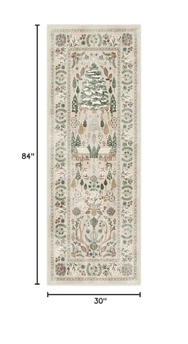 RUGGABLE Machine Washable Christmas Runner Rug – Juniper Multicolor 2.5x7, Neutral, Stain-Resistant, Non-Slip – Washable Rug for Hallway, Entryway, Living Room & Kitchen–with Standard Pad thumbnail 2