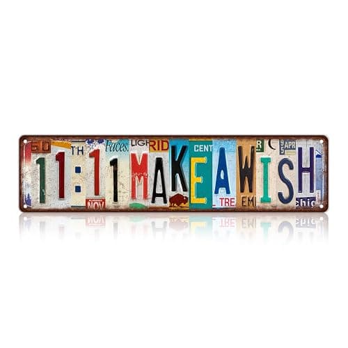 Vintage 11:11 Make A Wish Wall Decor Street Signs Home Bar Coffee Metal Tin Signs 16 x 4 Inches - Image 1