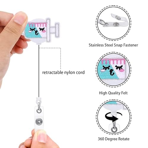4Pcs Retractable Badge Holder Set, Cute Nurse Badge Reel, Funny Work Id Card Holder for Nurse Doctor Teachers Students Gift (Set 1) thumbnail 4