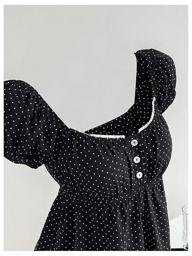 Verdusa Women's Peplum Tops Polka Dots Cute Summer Going Out Babydoll Tops thumbnail 3