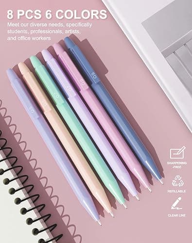 Ponditni 20PACK Mechanical Pencil, 8Pcs 0.5 0.7mm Mechanical Pencils Set With Eraser and 480 Pcs Refills, Cute Colored Preppy School Supplies Gift for Girls Writing - Come With Custom Case thumbnail 3