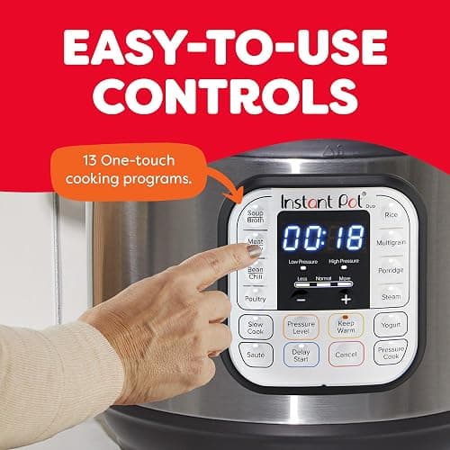 Instant Pot Duo 7-in-1 Multi-Cooker, Electric Pressure Cooker, Slow Cooker, Rice, Steamer, Sauté, Yogurt Maker, Warmer & Sterilizer, Includes App With Over 800 Recipes, Stainless Steel, 6 Quarts thumbnail 4