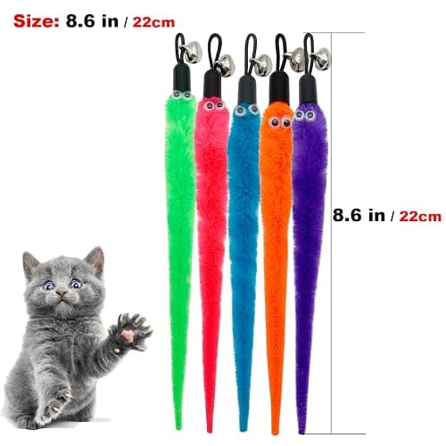 CATENESS Cat Worm Toy Refills, 15 Pieces Cat Wand Attachments Worms Toy for Indoor Cats thumbnail 5