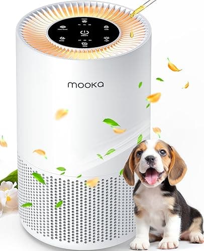 Air Purifiers for Home Large Rooms up to 1200ft², MOOKA H13 True HEPA Air Purifier for Bedroom Pets with Fragrance Sponge, Timer, Air Filter Cleaner for Smoke, Odor, Dander, Pollen (White) - White